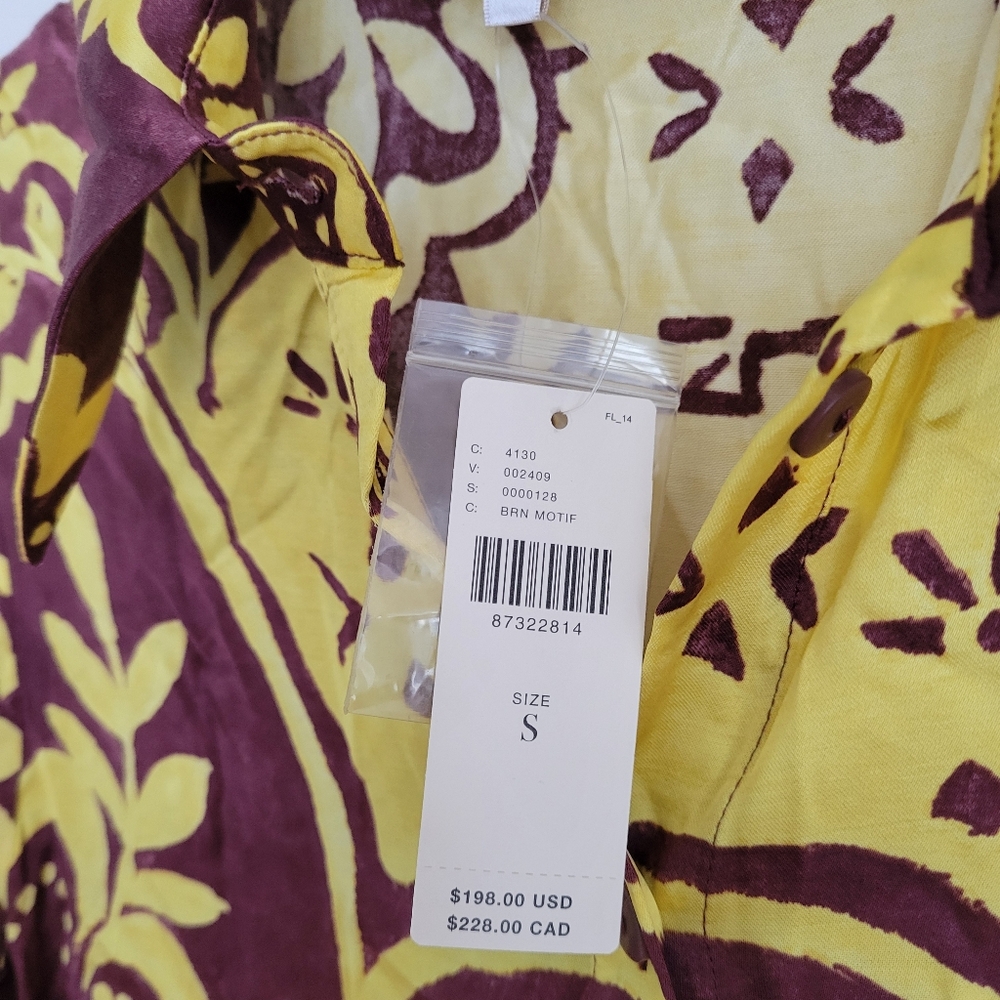 NWT ANTHROPOLOGY COREY LYNN CALTER SMALL MAXI SHIRT DRESS BURN MOTIF - Picture 3 of 9